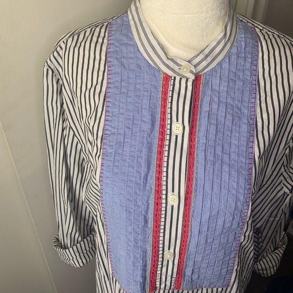 Gap Striped Crochet Popover Shirt - Picture 2 of 7